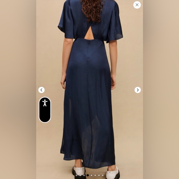 Maje Flowing satin scarf navy dress sz36 - Picture 4 of 12